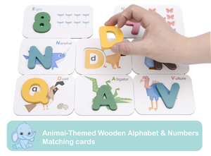 Mötlan Montessori Alphabet/Number Flashcards | Wooden ABC Matching Cards