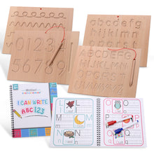 Load image into Gallery viewer, Mötlan Wooden Tracing Boards: Montessori Inspired Letters/Numbers Tracing
